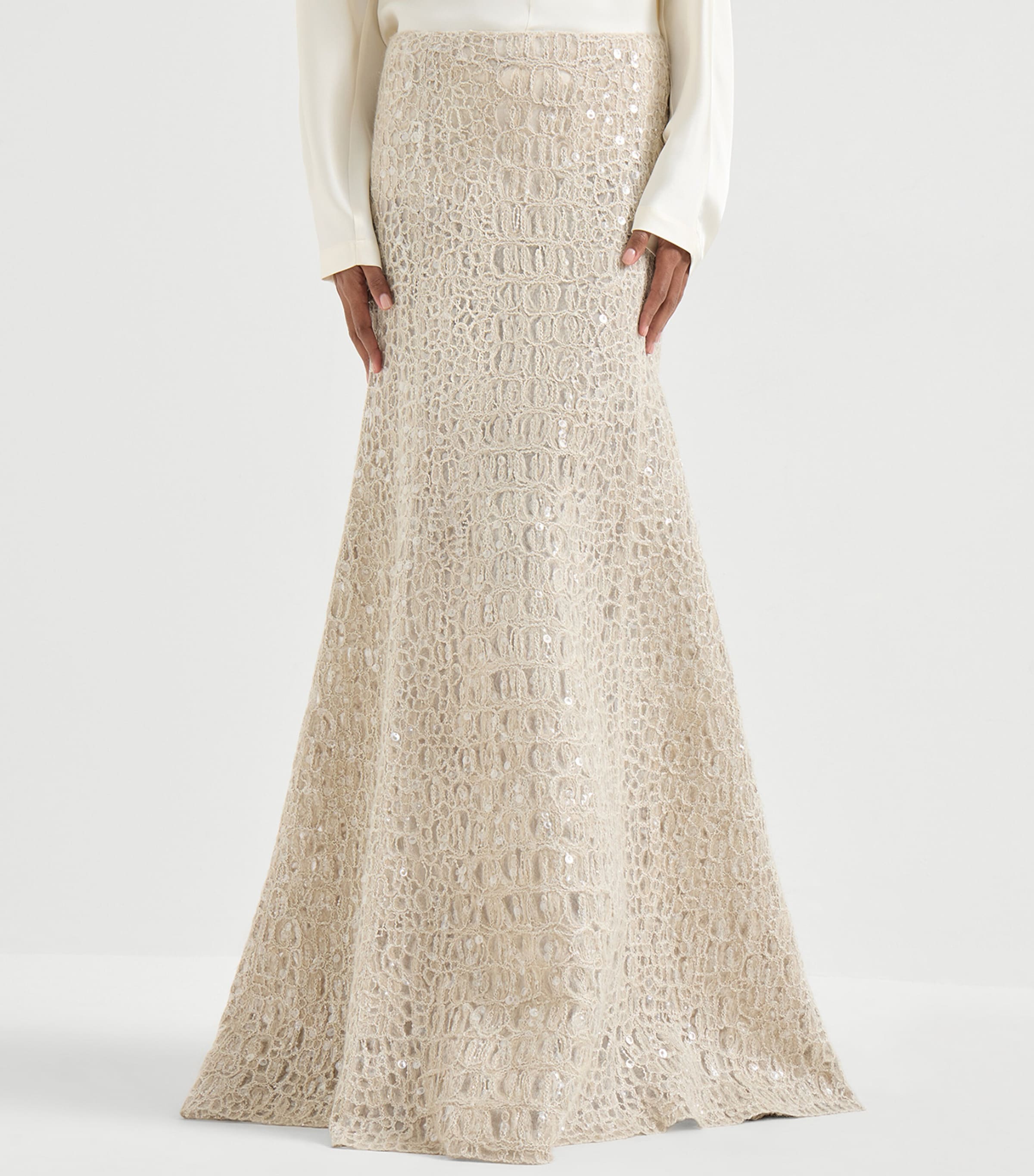 Mohair-Silk-Linen-Blend Maxi Skirt CRI71 Image 3