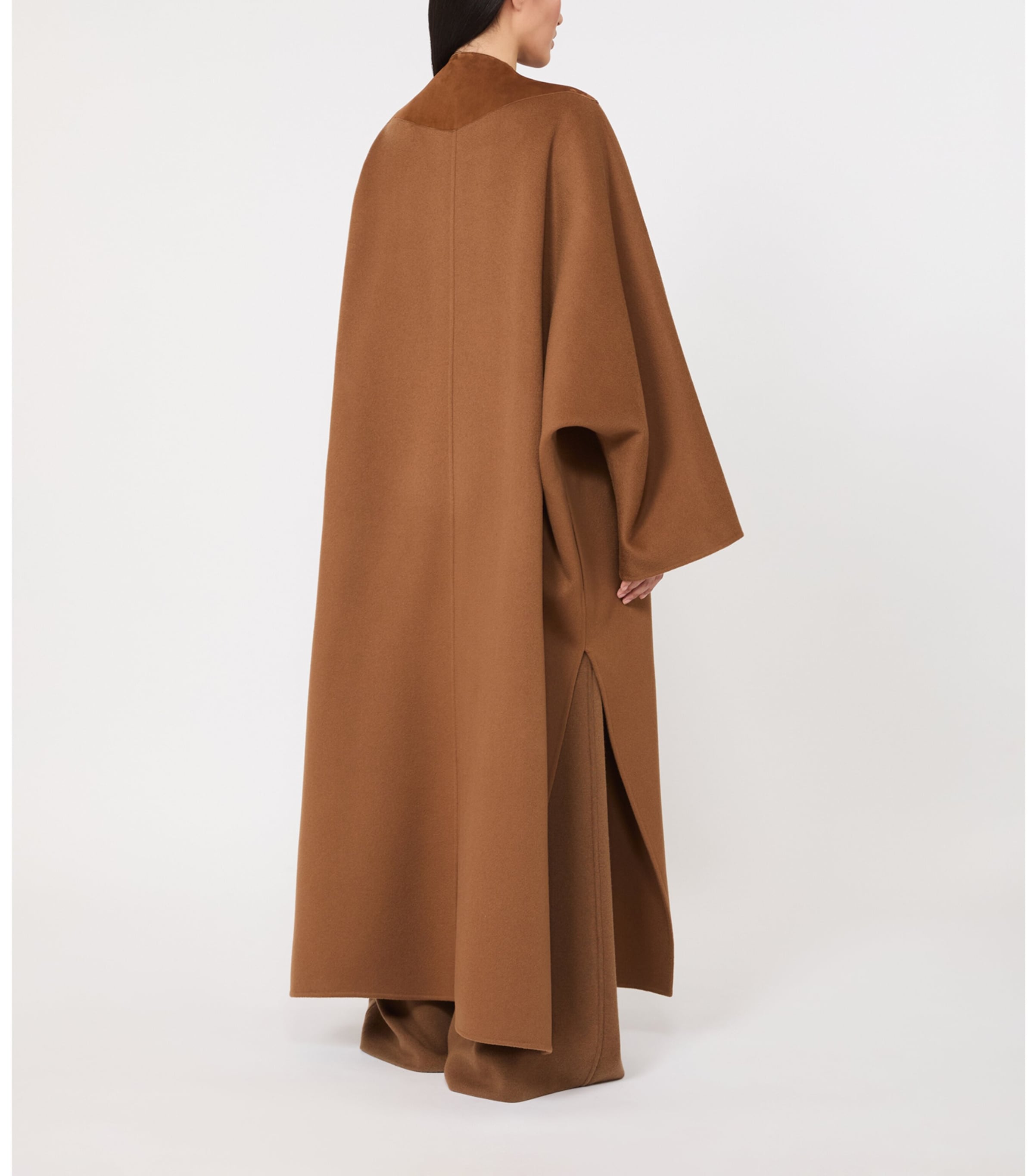 Max Mara Womens Cashmere Long Cape Coat Camel Image 3