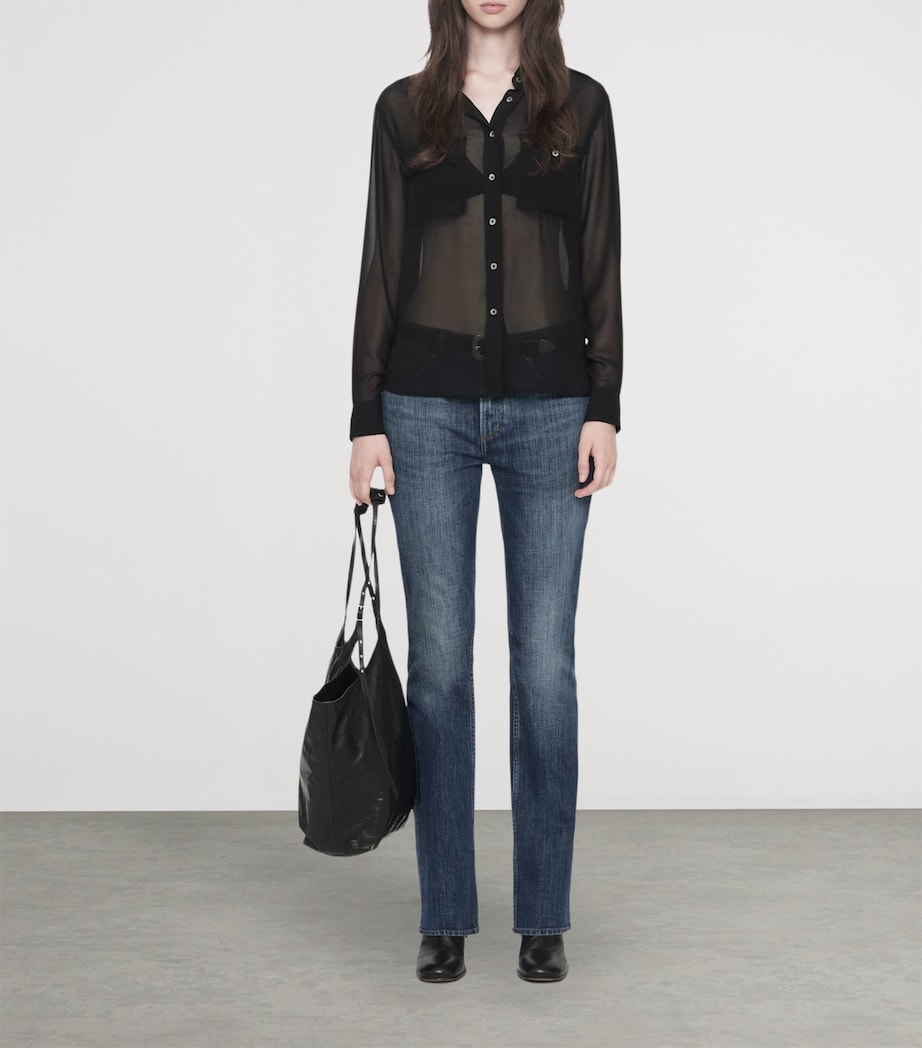AllSaints Womens Maven Shirt Sheer Black Image 2