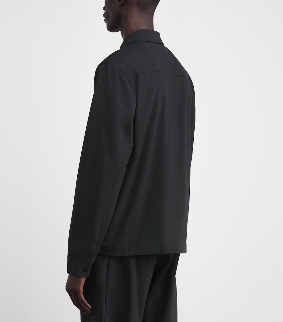 7 For All Mankind Mens Cotton-Blend Luxe Performance Overshirt Double Knit Bla Image 5