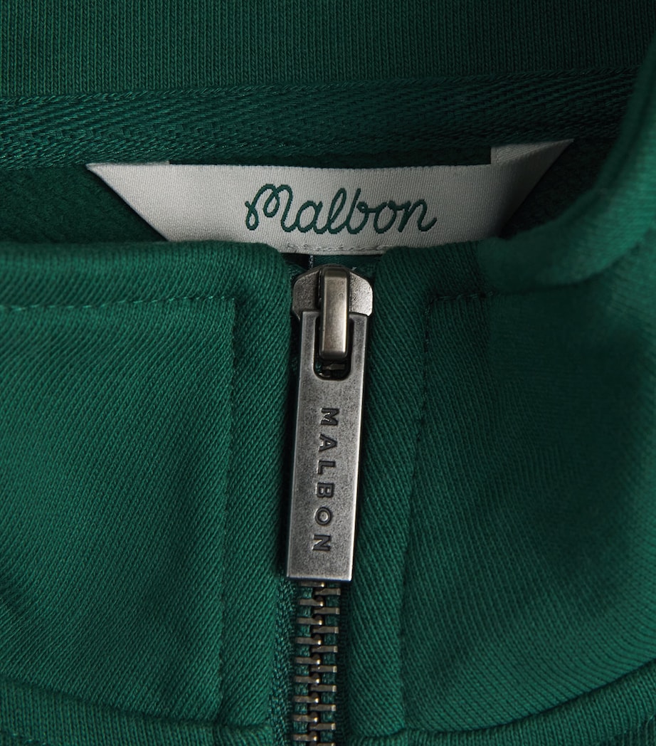 Malbon Mens Cotton Collegiate Quarter-Zip Sweatshirt Forest Green Image 6