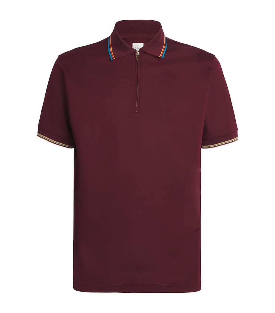 Cotton Signature Stripe Polo Shirt 28B_BURGUNDY Image 1