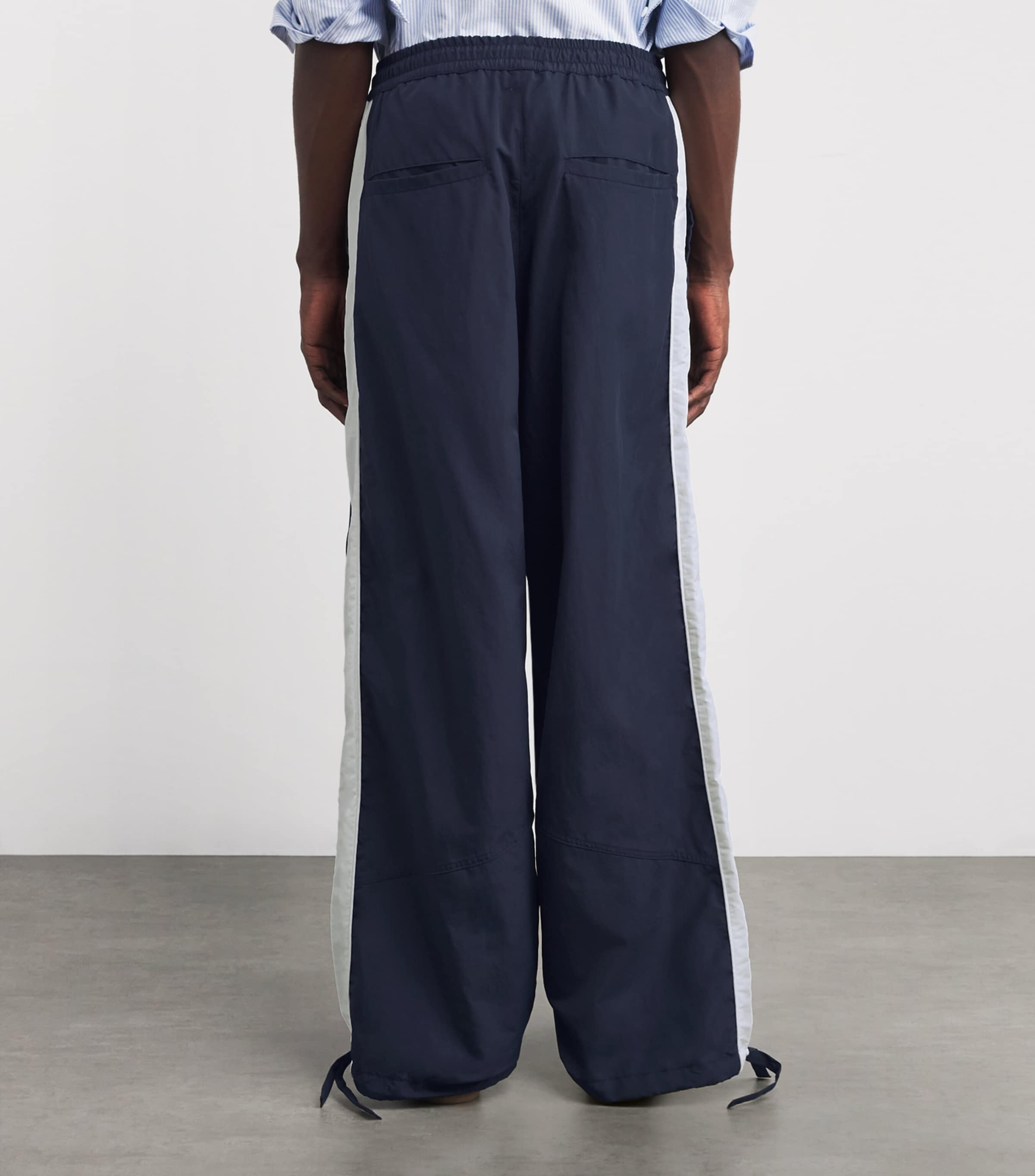Rhude Mens Logo Wide-Leg Track Pants Navy / White Image 4
