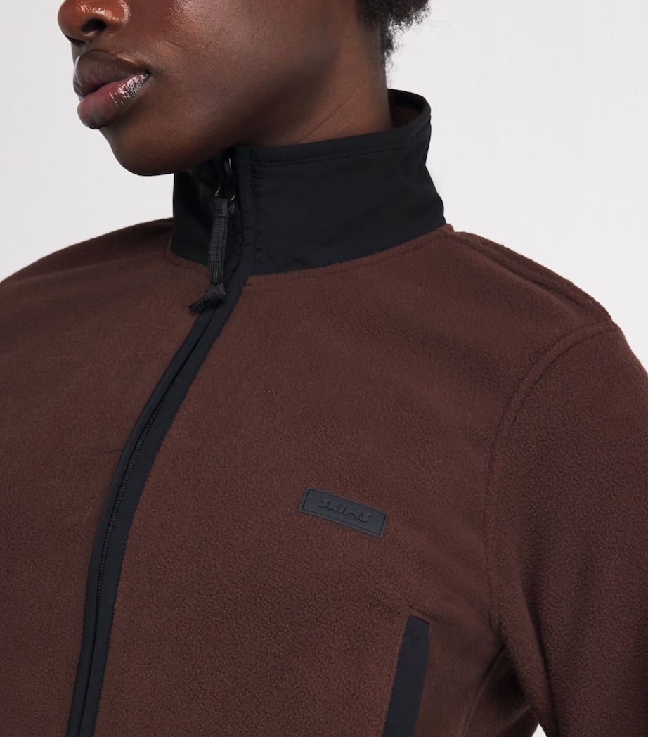 Fleece Zip-Up Cropped Sweatshirt COCOA Image 6