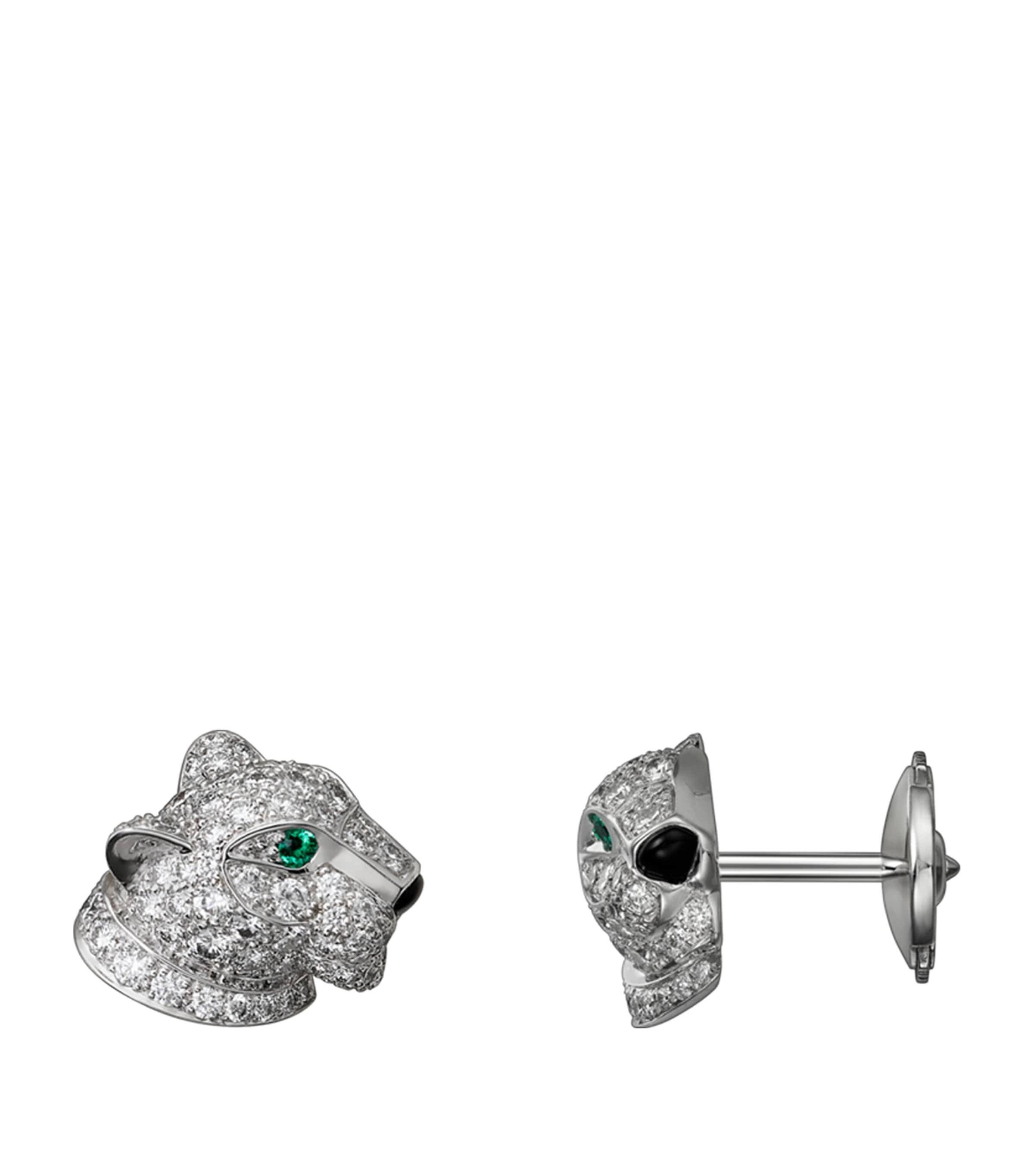 White Gold, Diamond and Emerald Panthère de Cartier Earrings WHITE GOLD Image 2