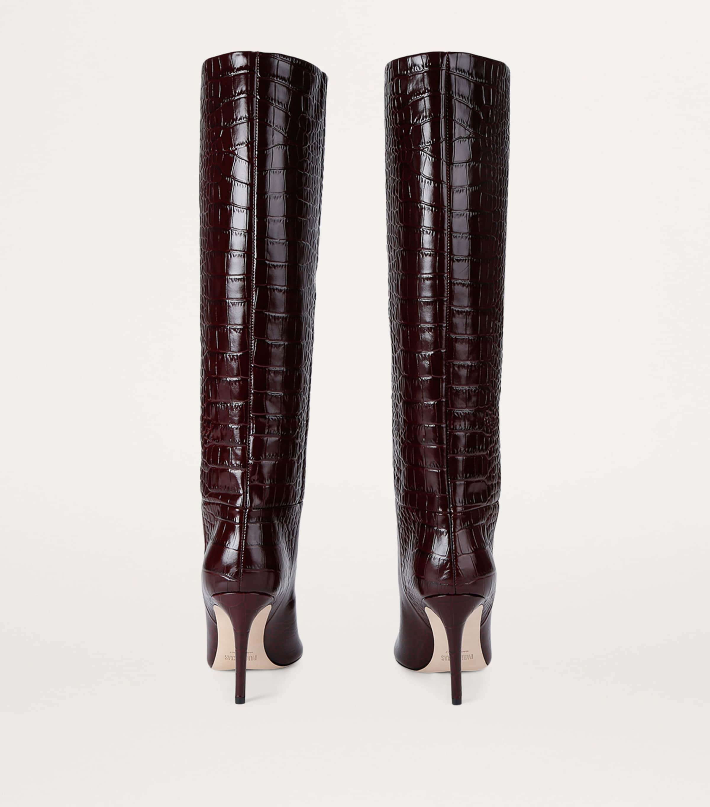 Paris Texas Croc-Embossed Leather Knee-High Boots 85 Wine Image 2