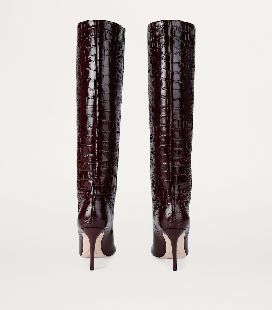 Paris Texas Croc-Embossed Leather Knee-High Boots 85 Wine Image 2