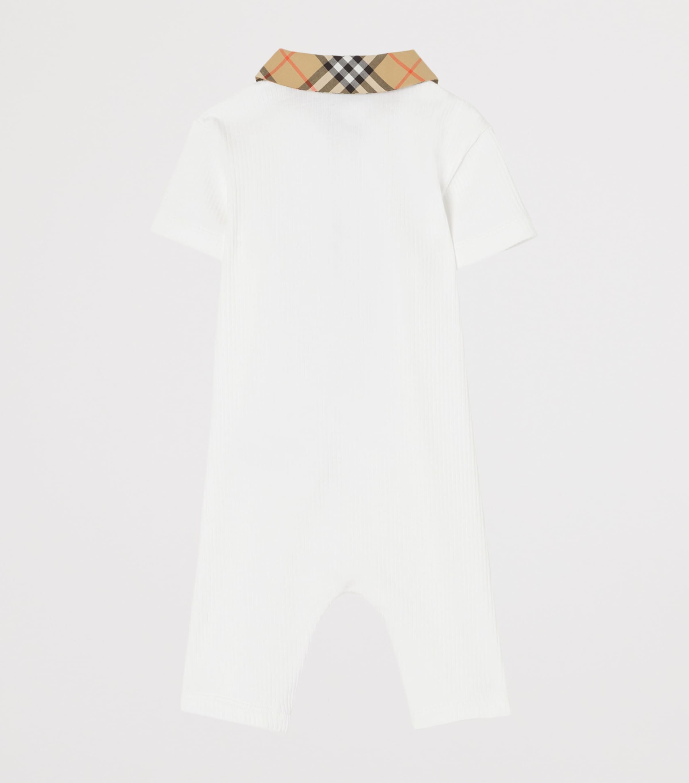 Burberry Kids Check-Collar Playsuit (1-18 Months) White Image 2