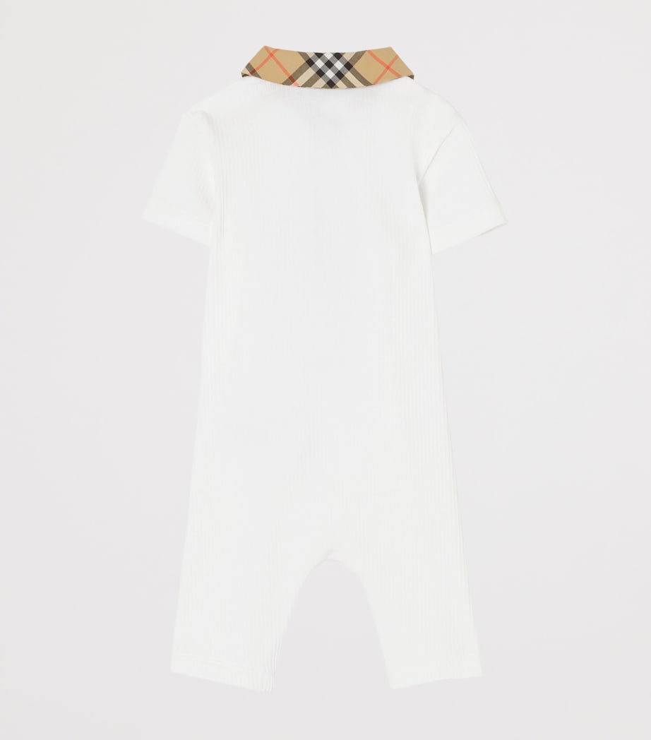 Burberry Kids Check-Collar Playsuit (1-18 Months) White Image 2