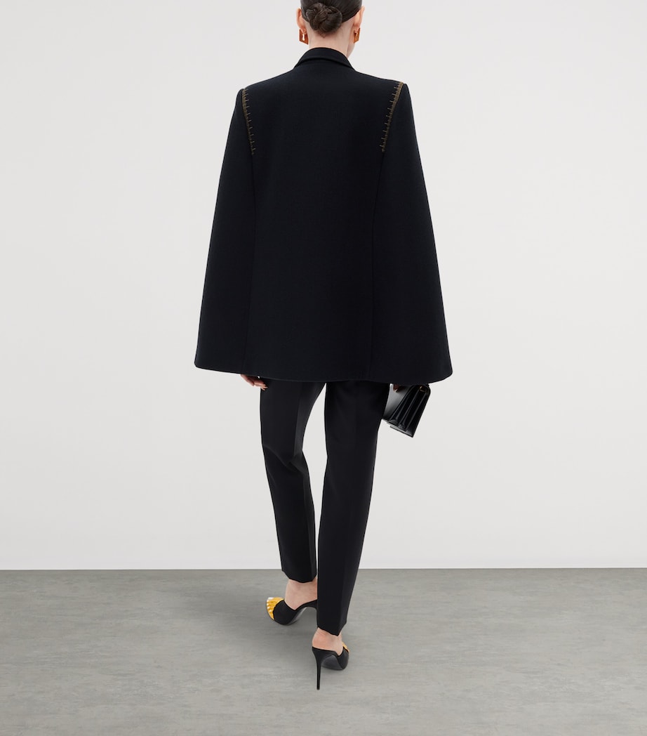 Schiaparelli Womens Virgin Wool Measuring Tape Cape Black Image 4