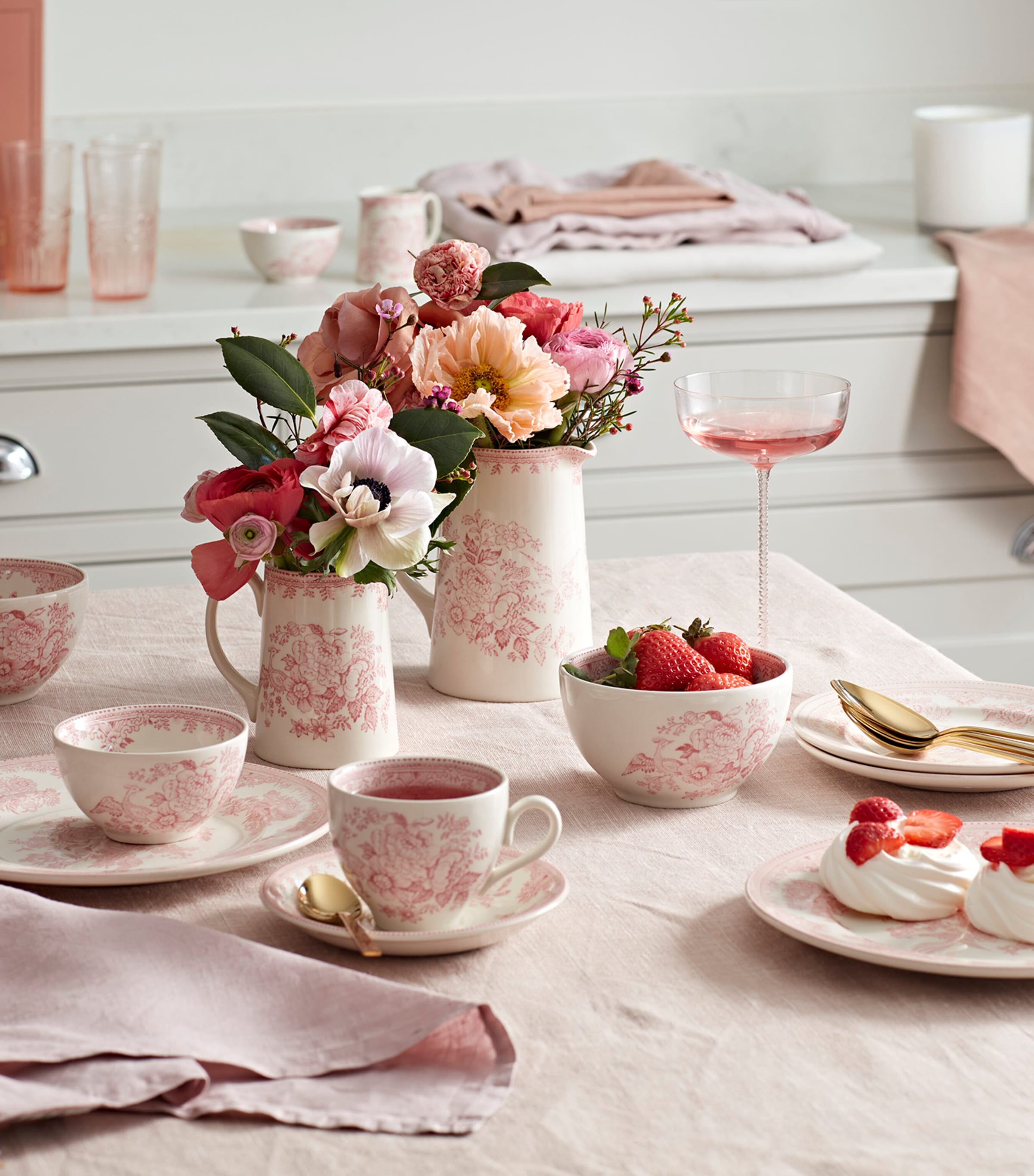 Burleigh Pink Asiatic Pheasants Teacup and Saucer | Harrods CH