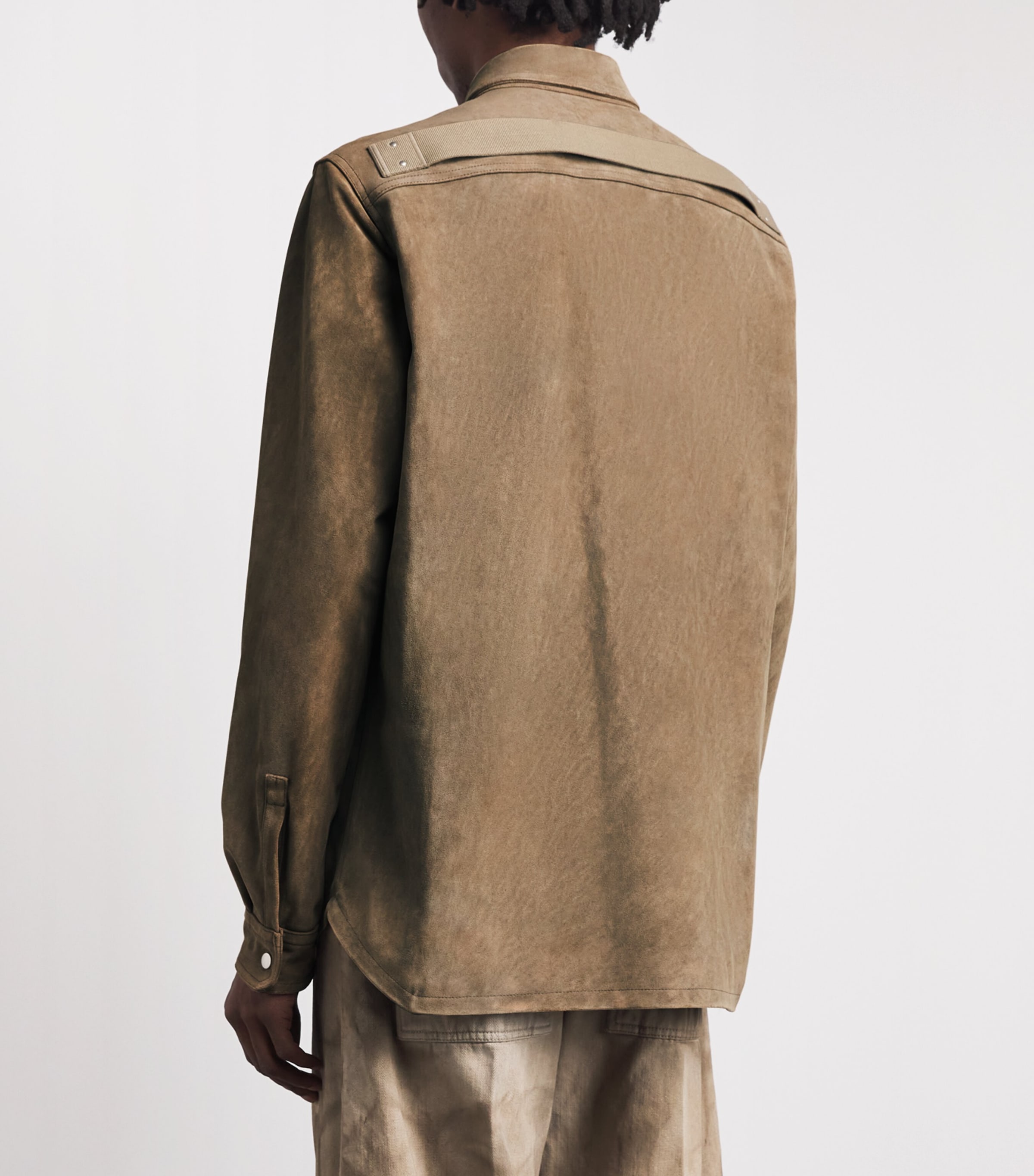 Rick Owens Mens Suede Overshirt Sumi Brown Image 5