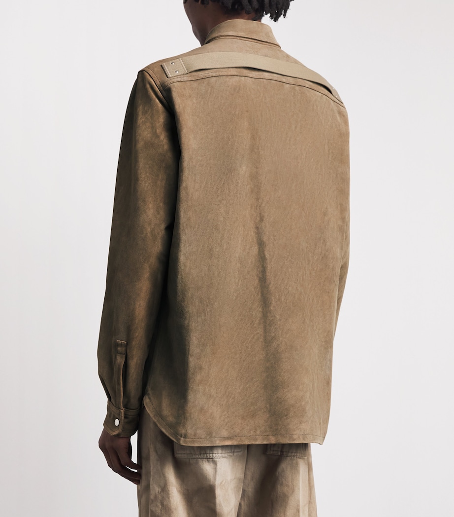 Rick Owens Mens Suede Overshirt Sumi Brown Image 5