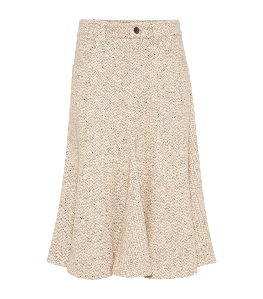Flecked Virgin Wool-Silk-Blend Midi Skirt C6642 Image 1