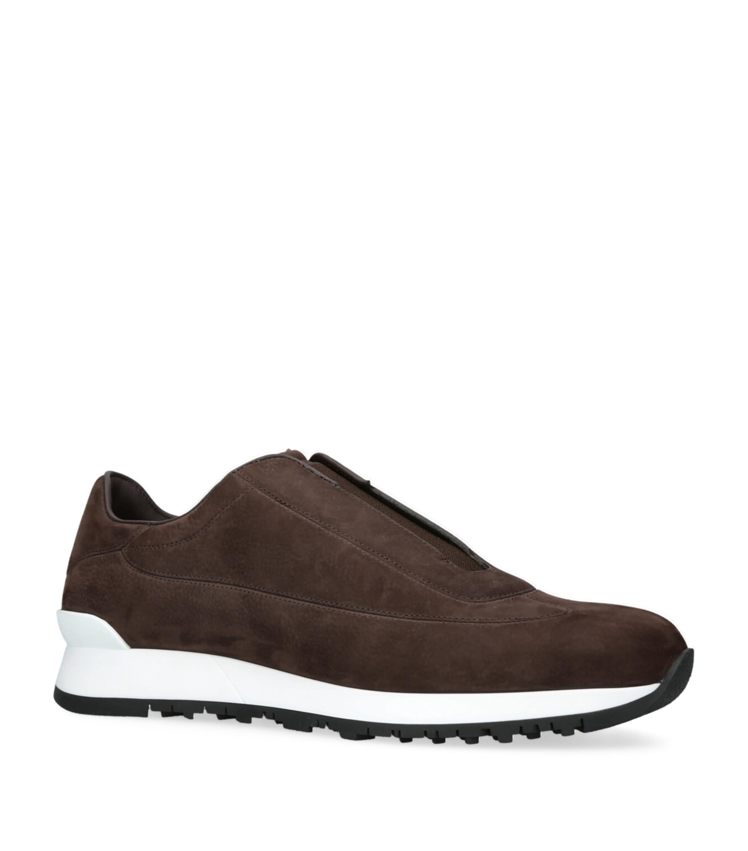 John Lobb Mens Nubuck Lift Runner Sneakers Dark Brown Image 3