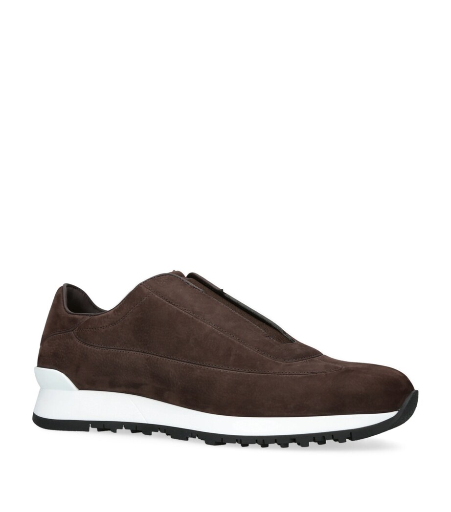 John Lobb Mens Nubuck Lift Runner Sneakers Dark Brown Image 3