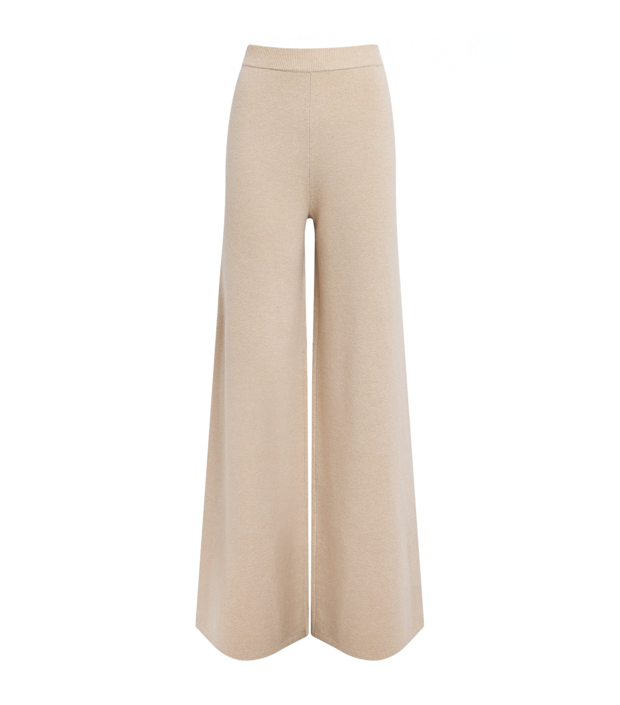 Max Mara Wool-cashmere Wide-leg Knitted Trousers In Neutral