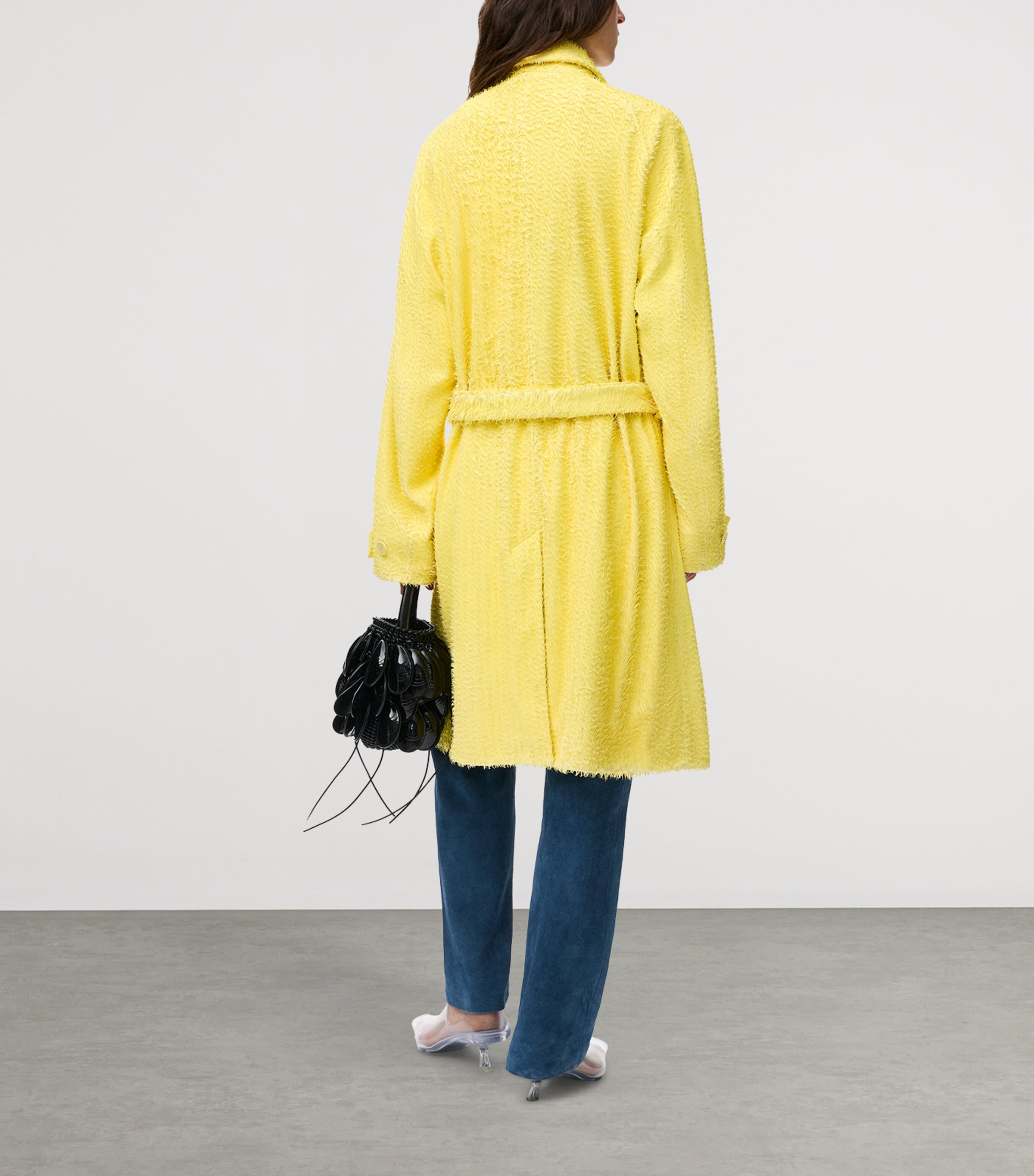 LOEWE Womens Lambskin Textured Trench Coat Yellow Image 4