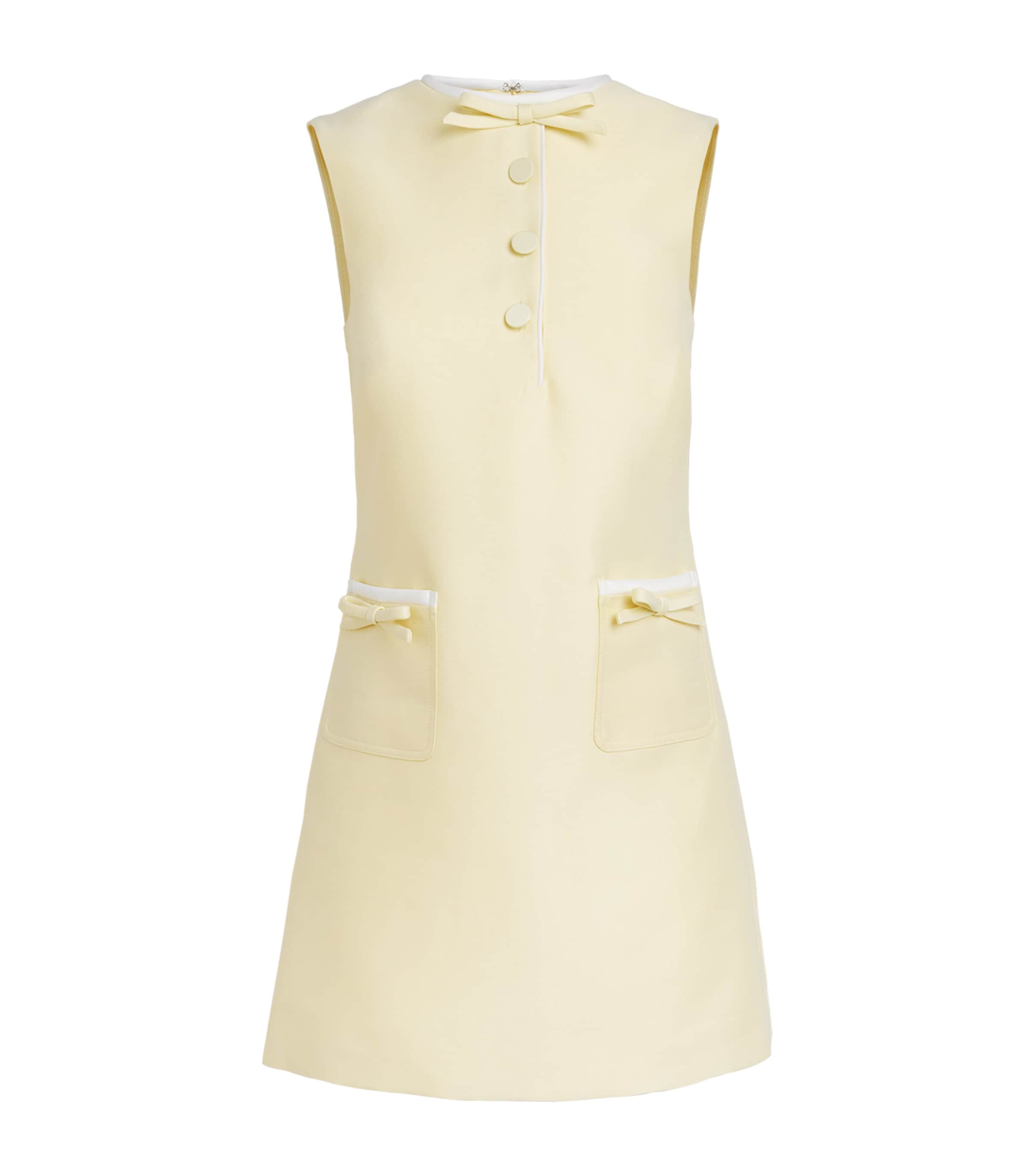 Self-Portrait Womens Taffeta Bow Mini Dress Yellow Image 1