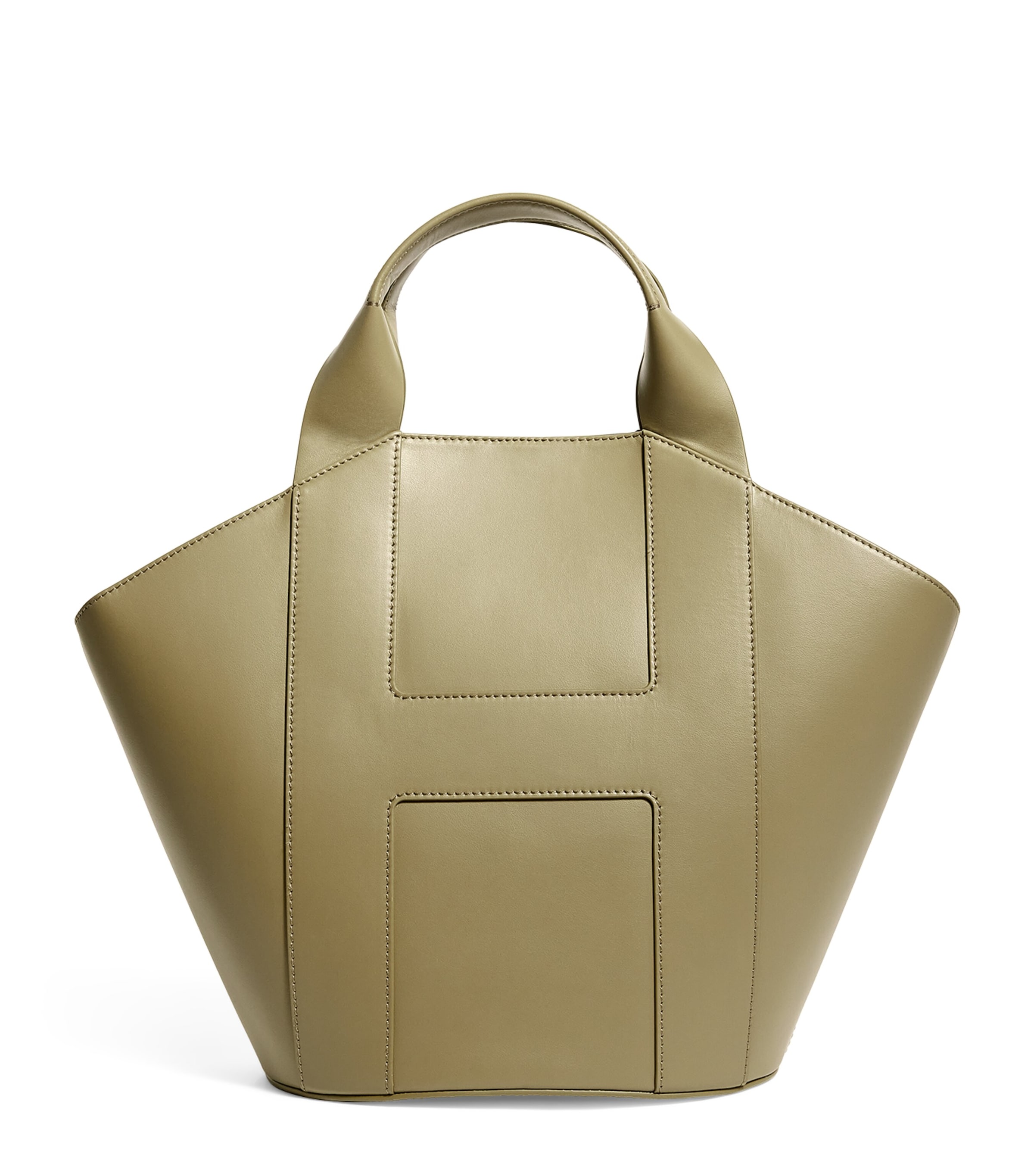 Harrods Medium Grab Leather Tote Bag Olive