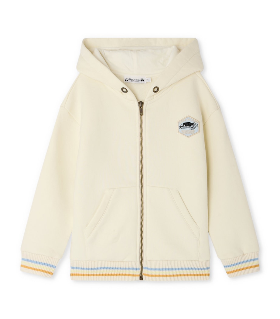 Bonpoint Record Print Hoodie (4-8 Years) Upb Ecru Image 1