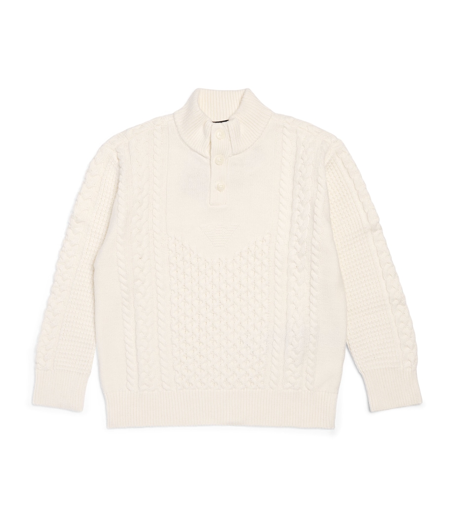 Emporio Armani Kids Cotton-Blend Sweater (4-16 Years) White Sand Image 1