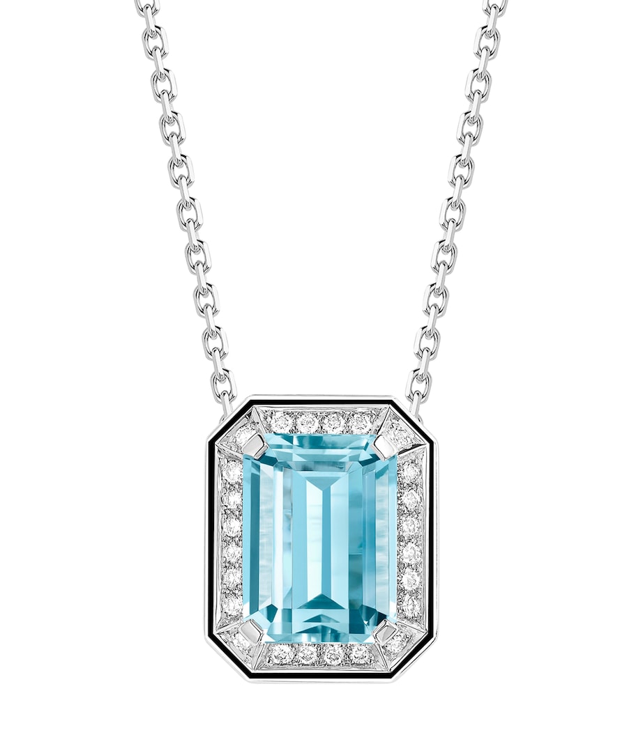 White Gold, Diamond and Aquamarine Vendôme Liseré Pendant Necklace AQUAMARINE Image 3
