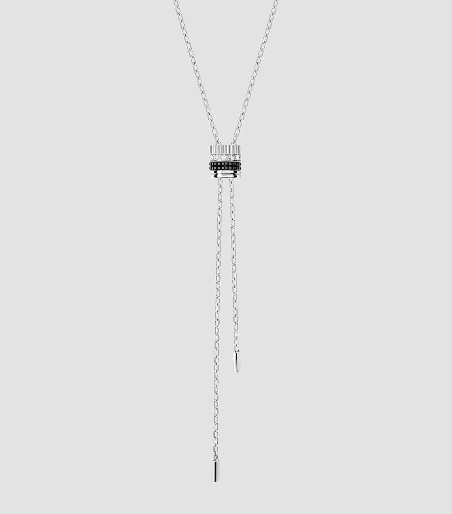 Small White Gold and Diamond Quatre Black Edition Tie Necklace WHITE GOLD Image 2