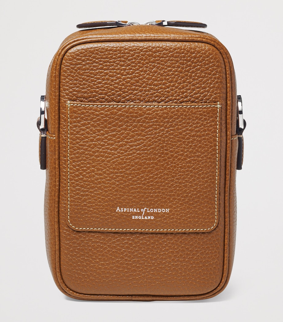 Leather Reporter North South Cross-Body Bag TAN Image 3