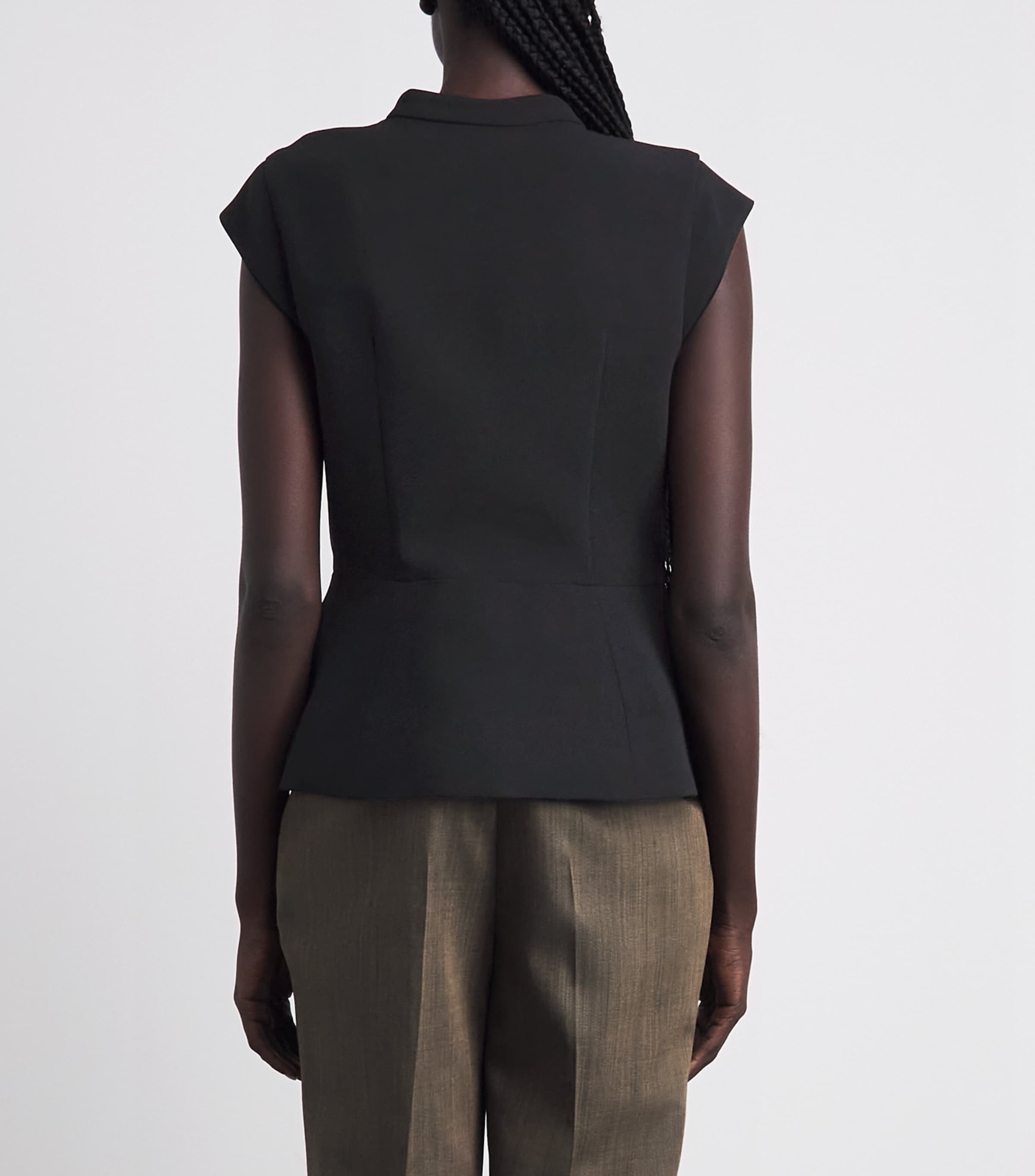 Sandro Paris Womens Button-Up Peplum Top Black Image 5