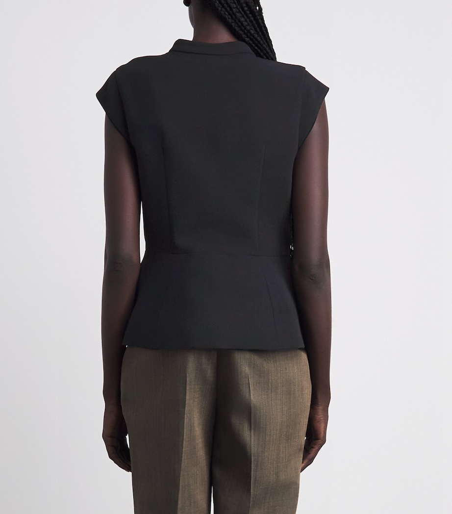 Sandro Paris Womens Button-Up Peplum Top Black Image 5