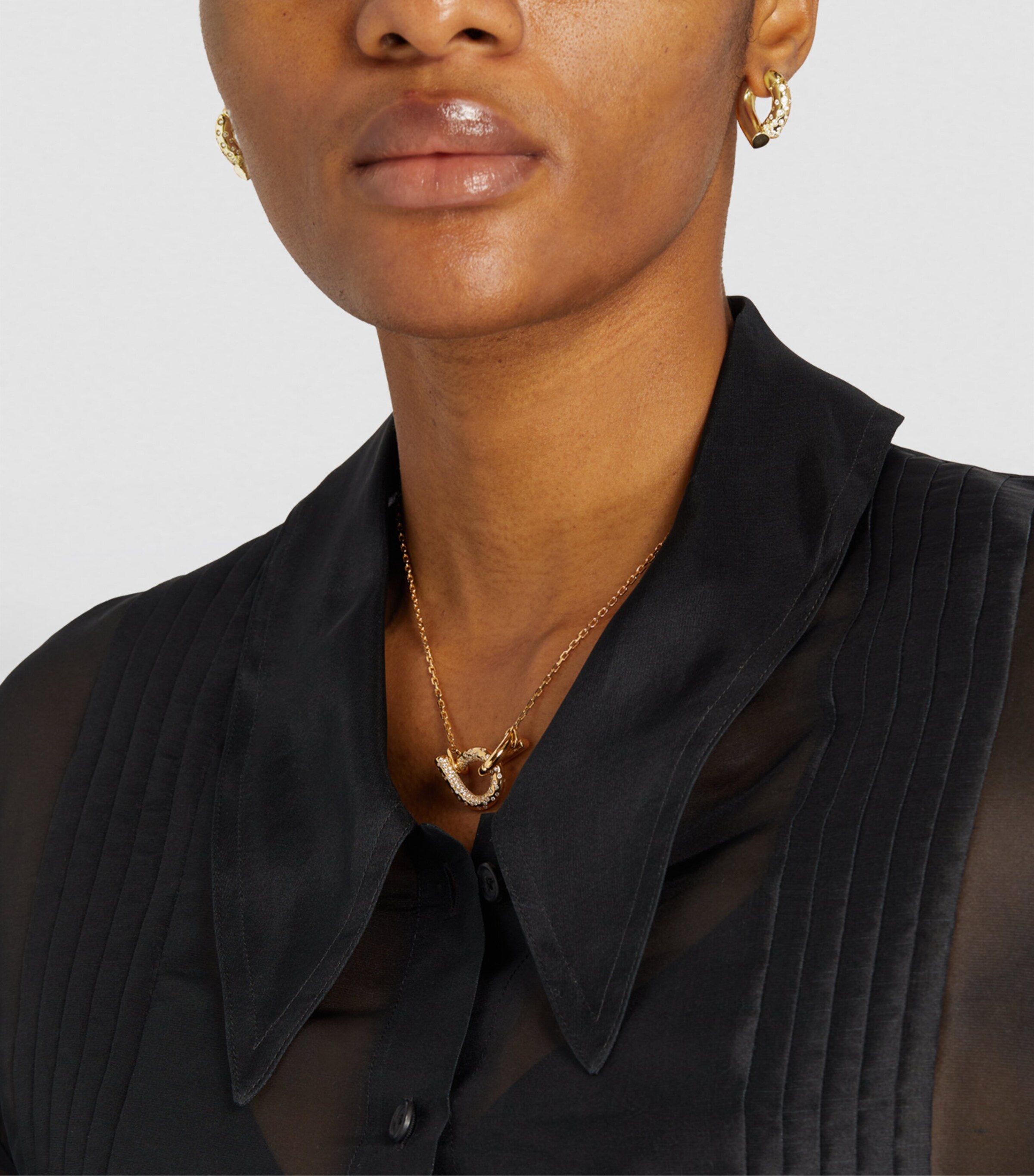 Tabayer Yellow Gold and Pavé Diamond Oera Hoop Earrings Yellow Gold Image 4
