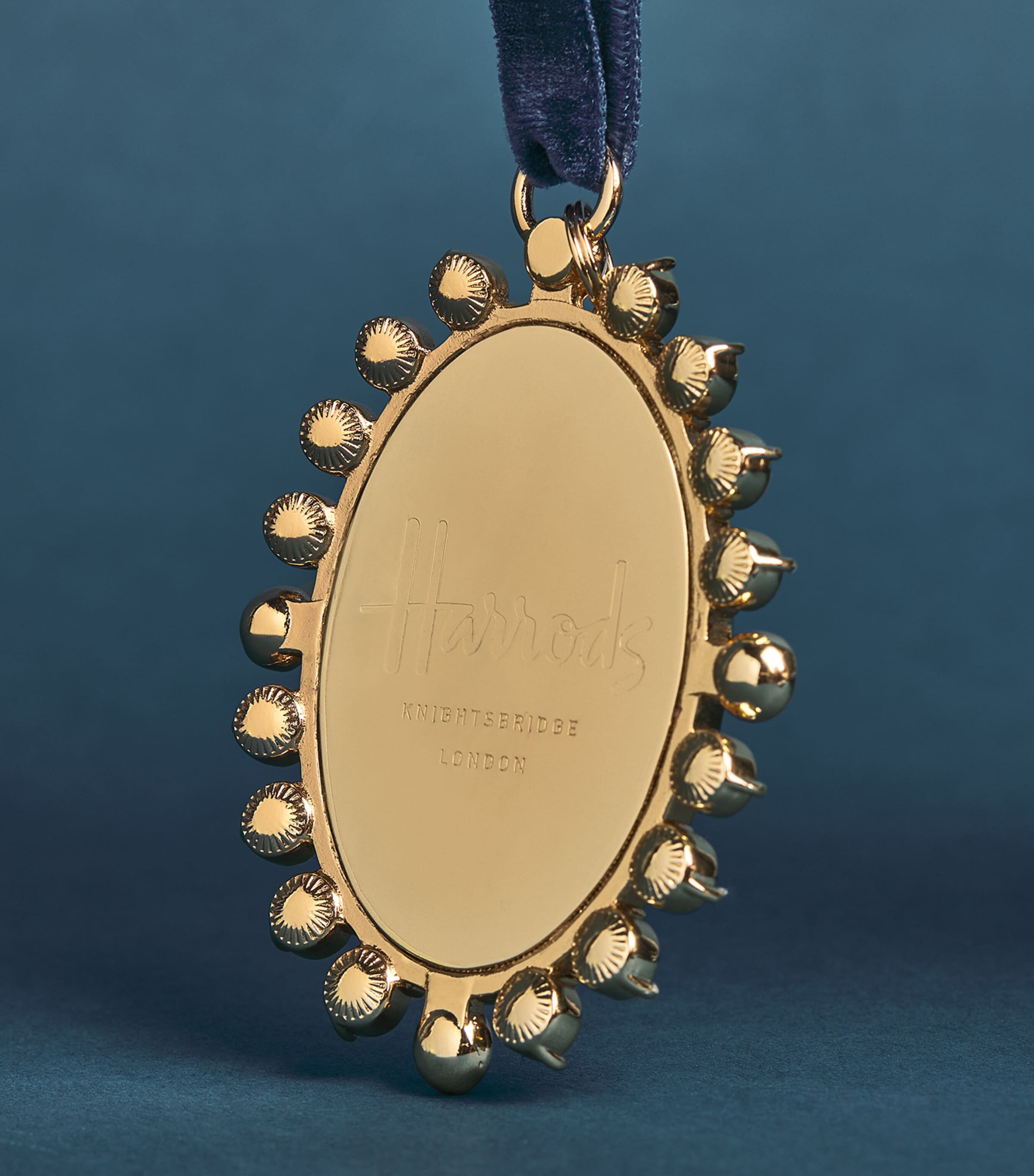 Harrods Crystal-Embellished Toile Cameo Tree Decoration Gold Image 2