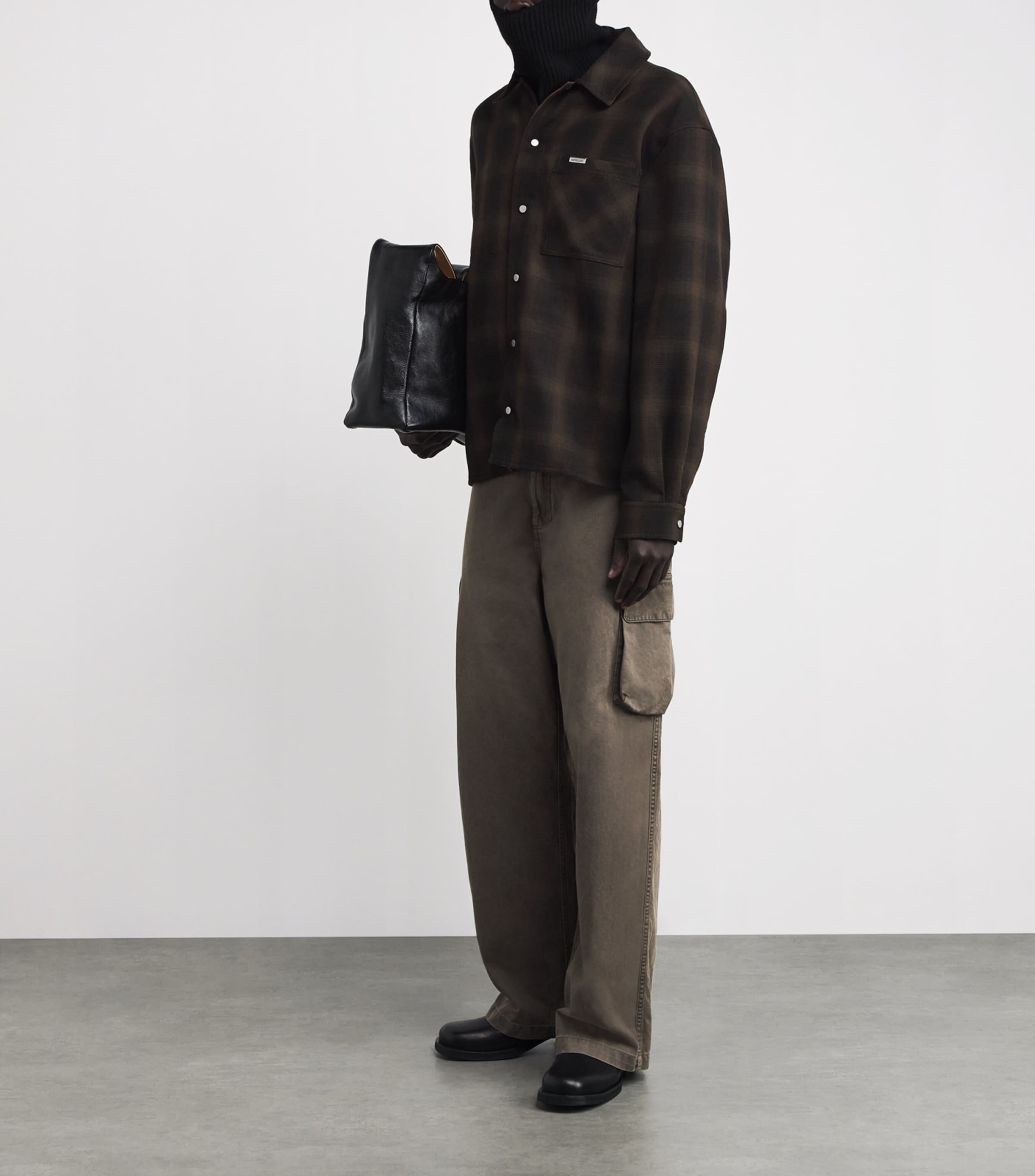 Cotton Reversible Check Overshirt NERO Image 2