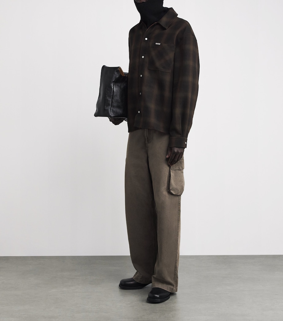 Cotton Reversible Check Overshirt NERO Image 2