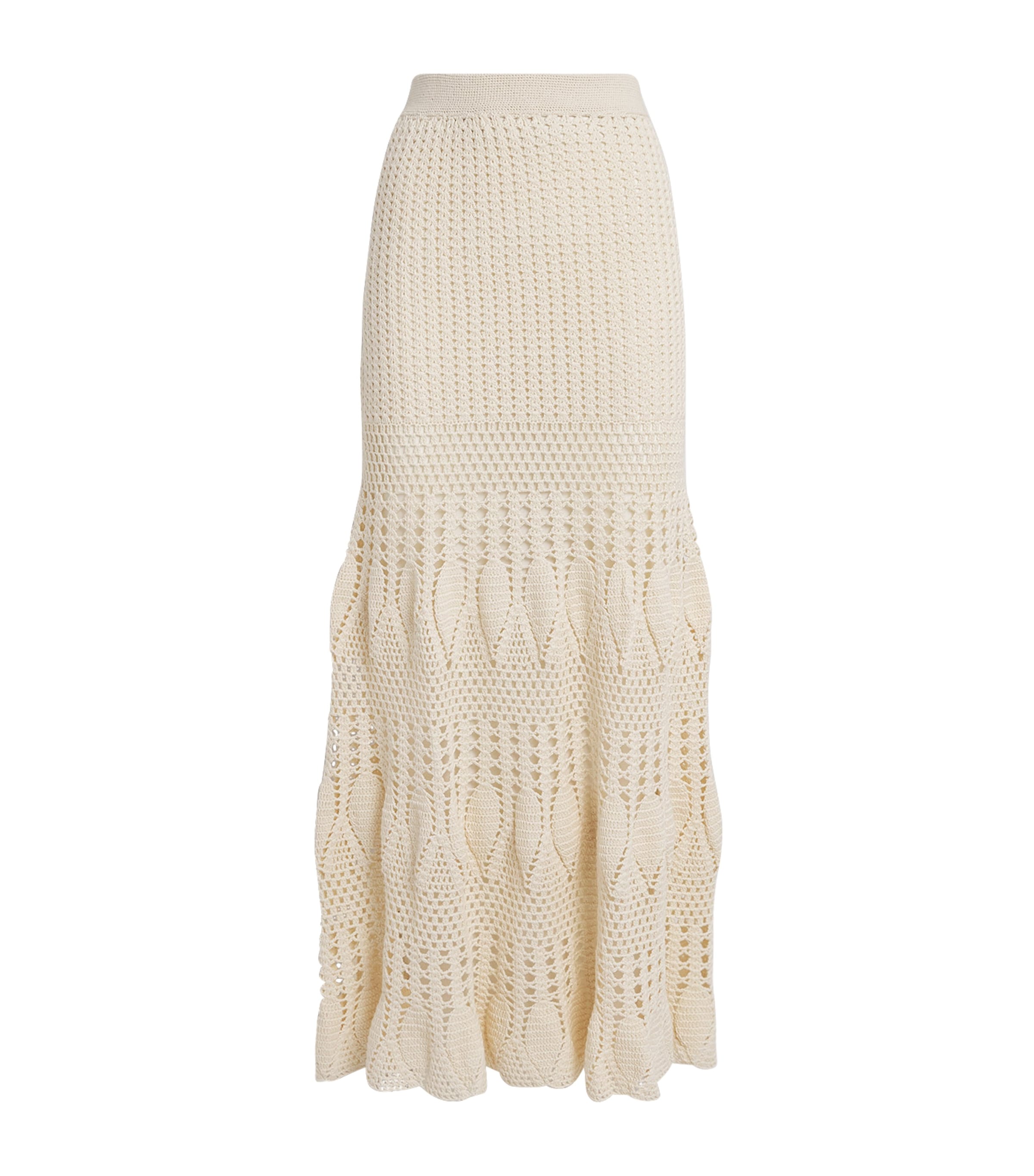Escvdo Cotton Crochet Maxi Skirt In White