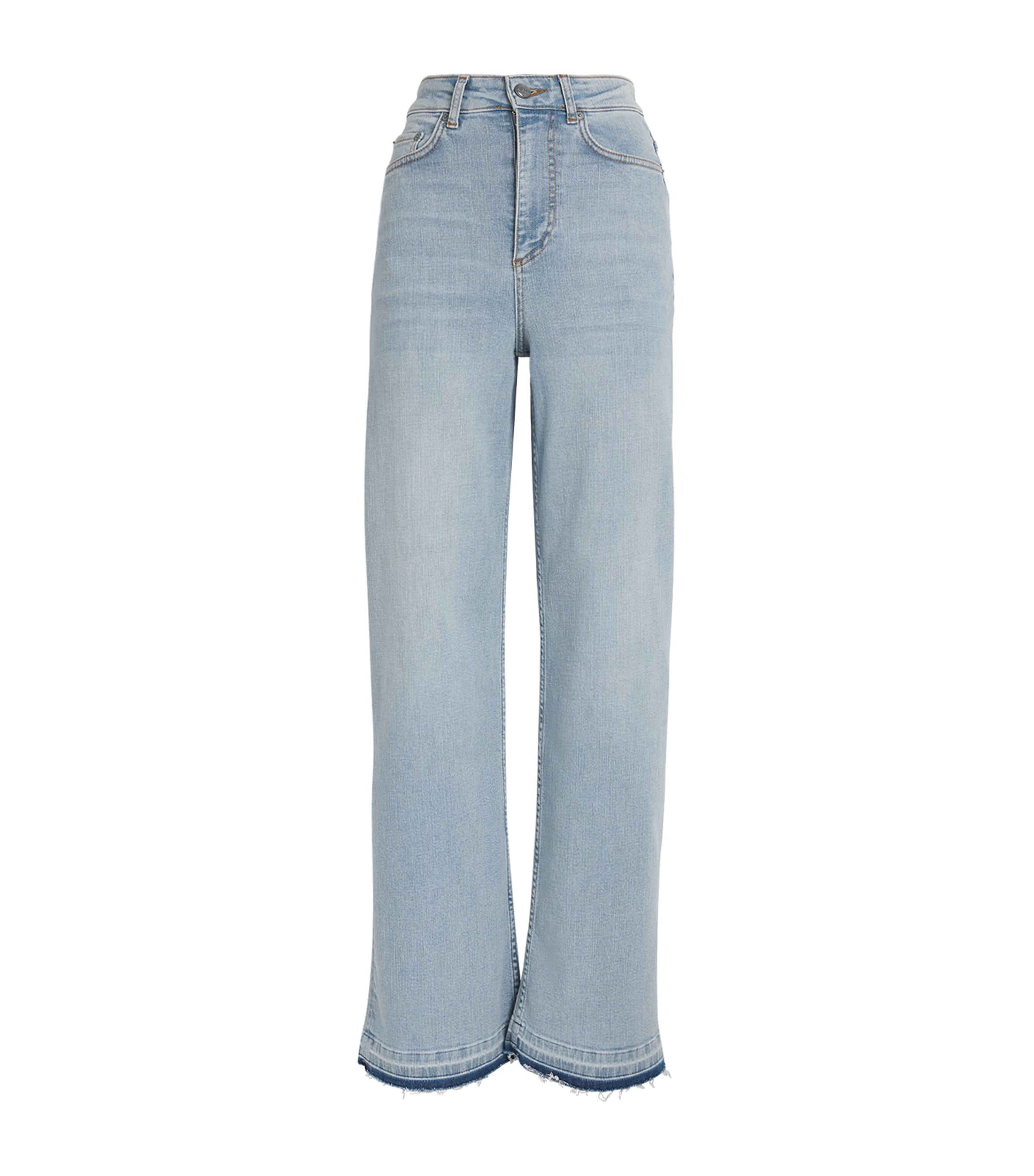 Ganni Andi Frayed-hem Jeans In Blue