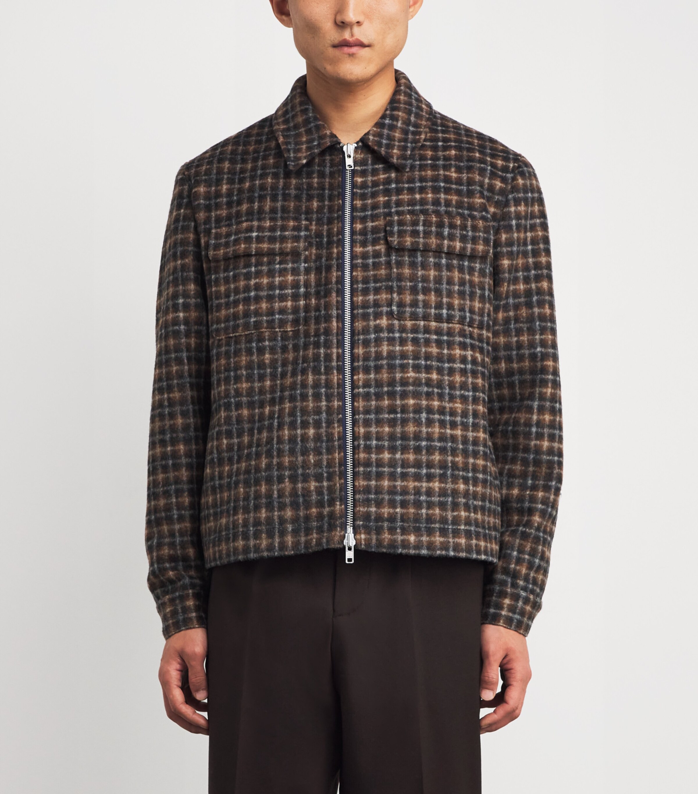 Check Osier Shirt Jacket NAVY/BROWN Image 3