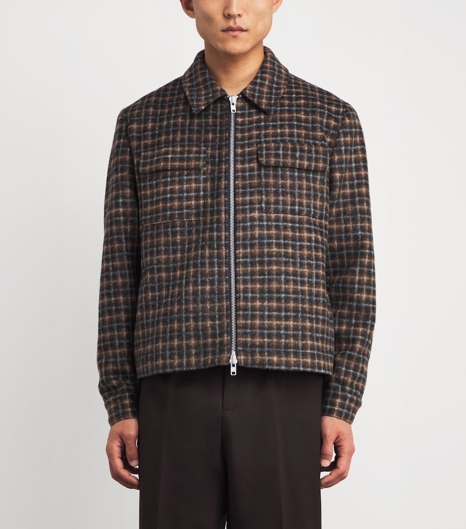 Check Osier Shirt Jacket NAVY/BROWN Image 3