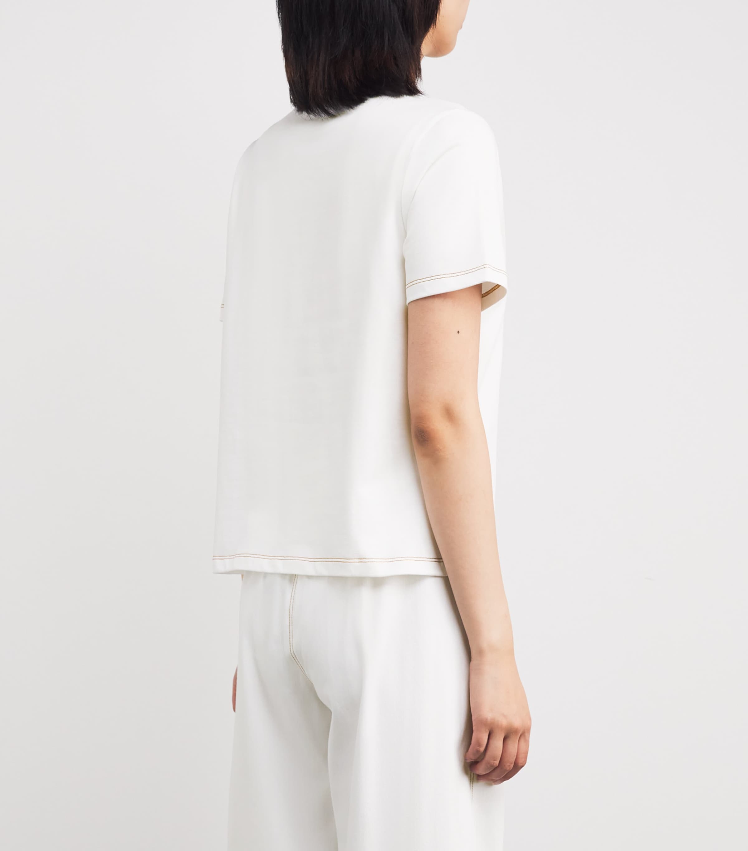 Sandro Paris Womens Cotton Embellished T-Shirt White Image 4