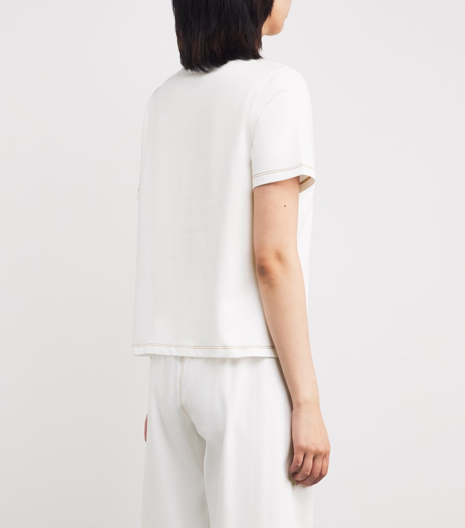 Sandro Paris Womens Cotton Embellished T-Shirt White Image 4