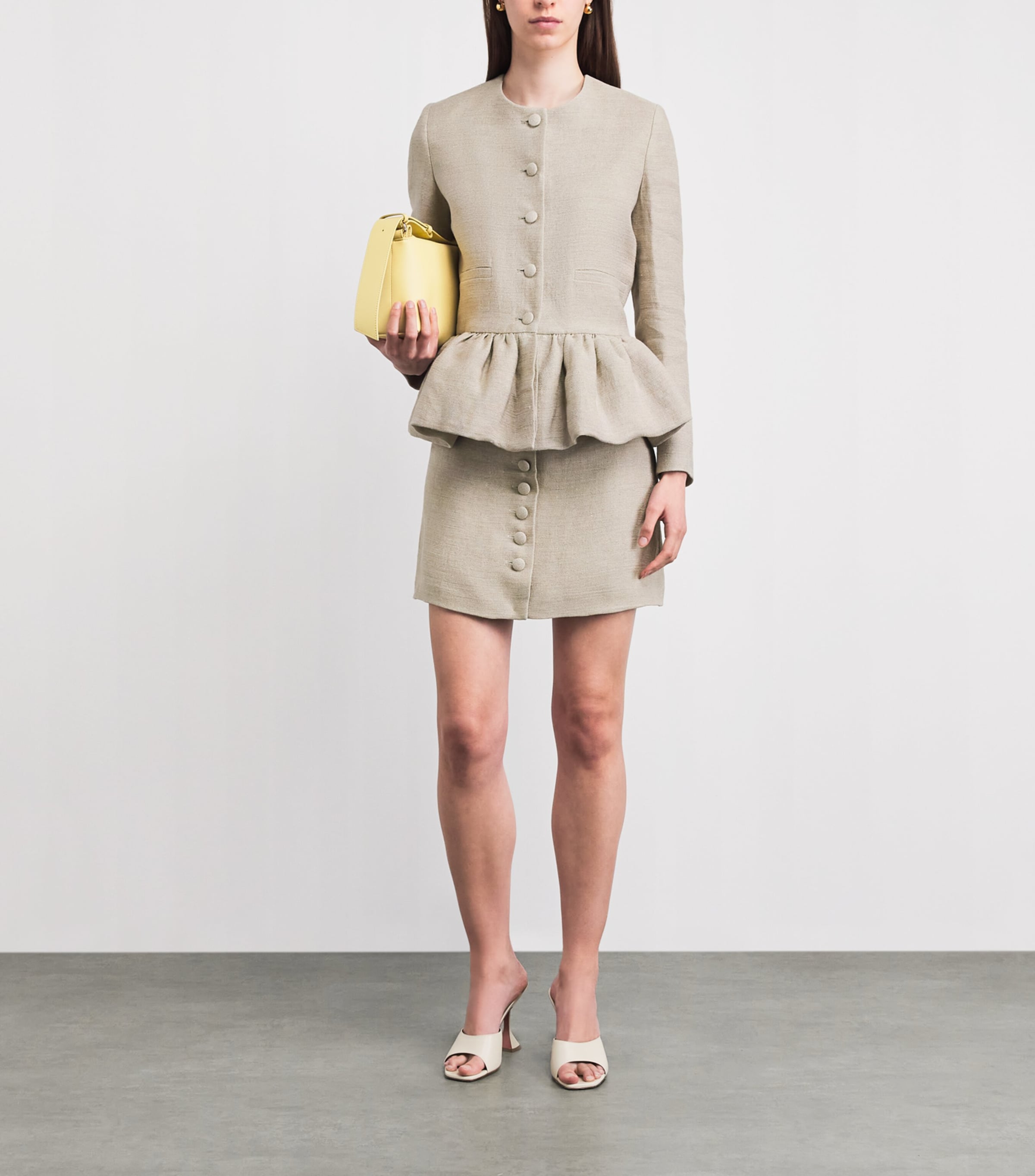 Liberowe Womens Linen Peplum Jacket Beige Image 2