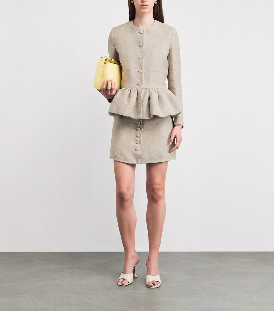 Liberowe Womens Linen Peplum Jacket Beige Image 2