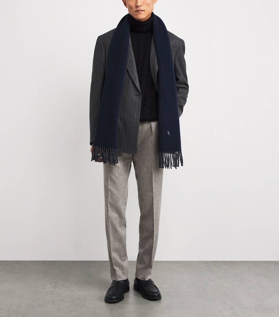 Wool Flannel Pleated Trousers GREY Image 2