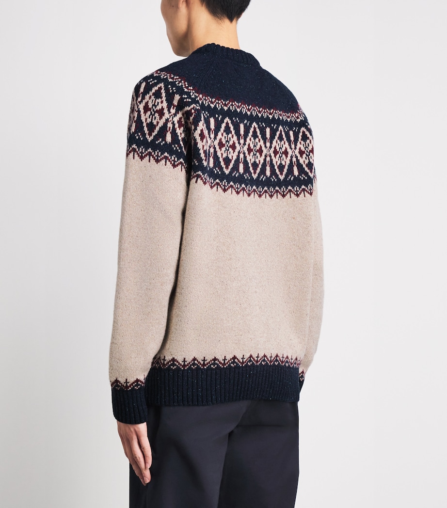 Barbour Mens Wool-Blend Tisbury Fair Isle Sweater Navy Image 5
