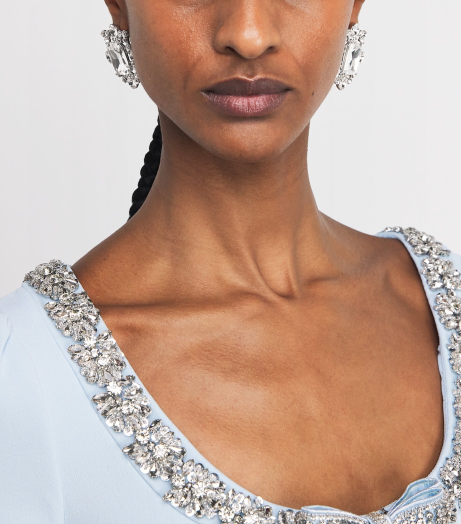 Self-Portrait Crystal Cluster Drop Earrings Silver Image 4