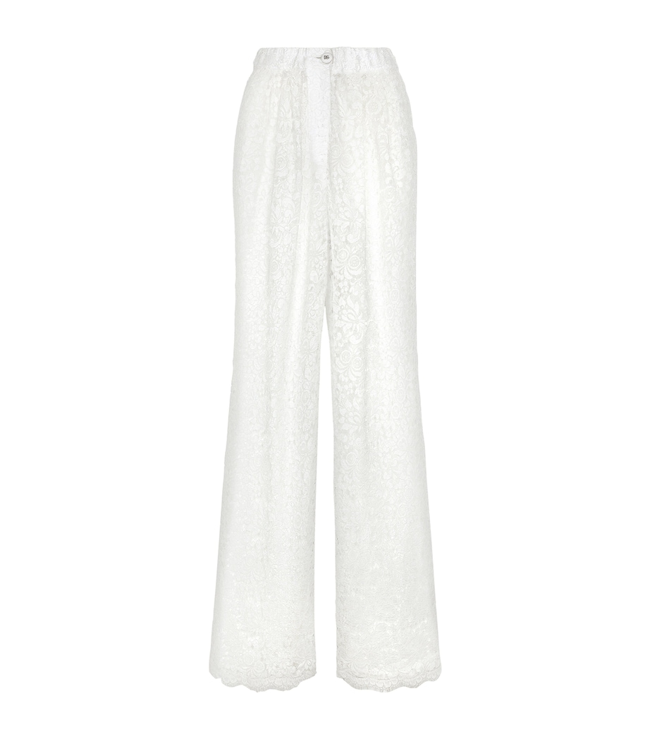 Lace Wide-Leg Trousers W0111-WHITE Image 1