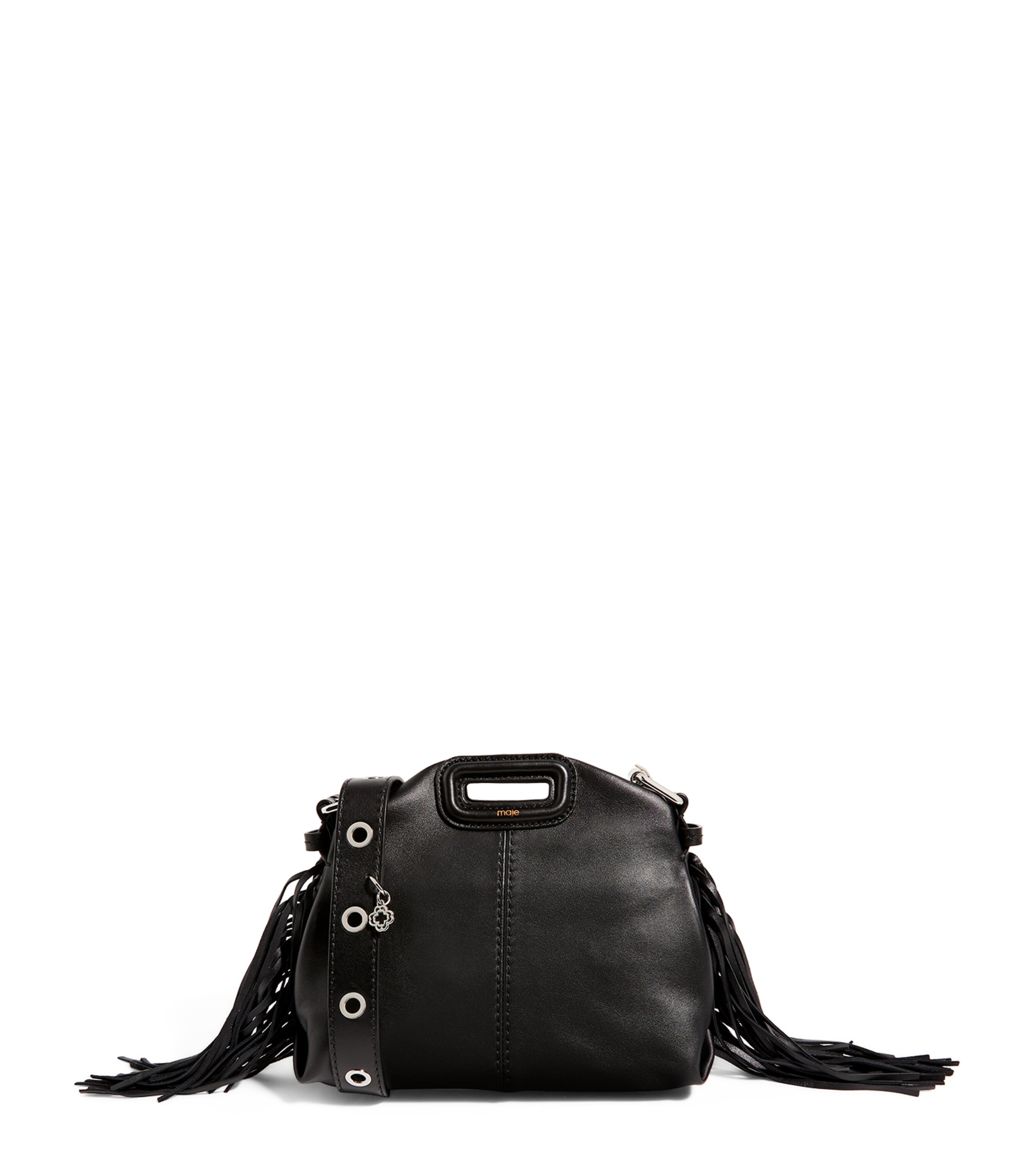 Maje Miss M Smooth Leather Mini Bag In Black