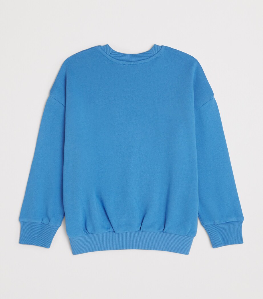 Mini Rodini Organic Cotton Embroidered Dog Sweatshirt (3-11 Years) Blue Image 2