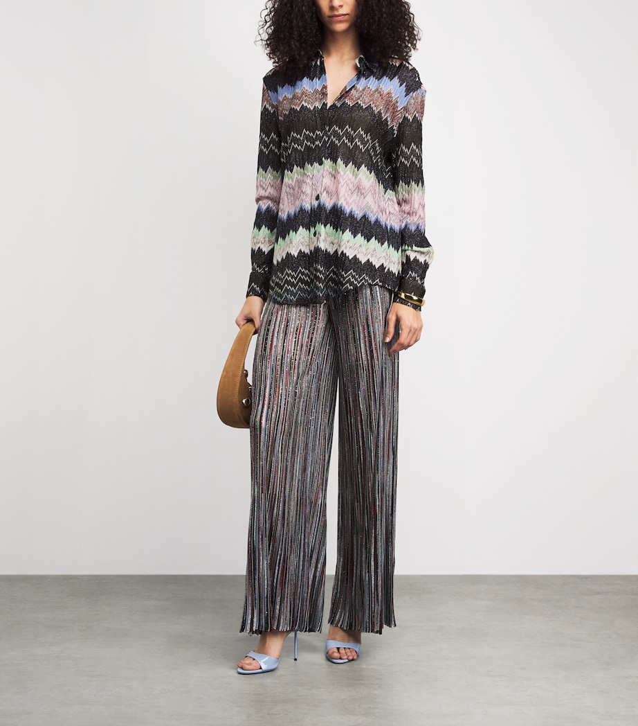 Missoni Womens Knitted Sequin Stripe Trousers Smsmb Drk W Red /blu Image 2